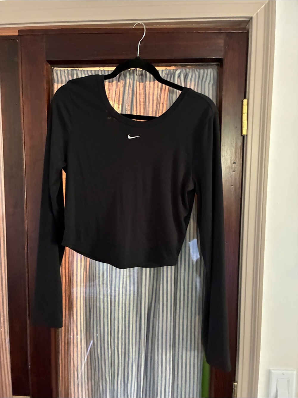Nike Black Long Sleeve Cropped Performance Top